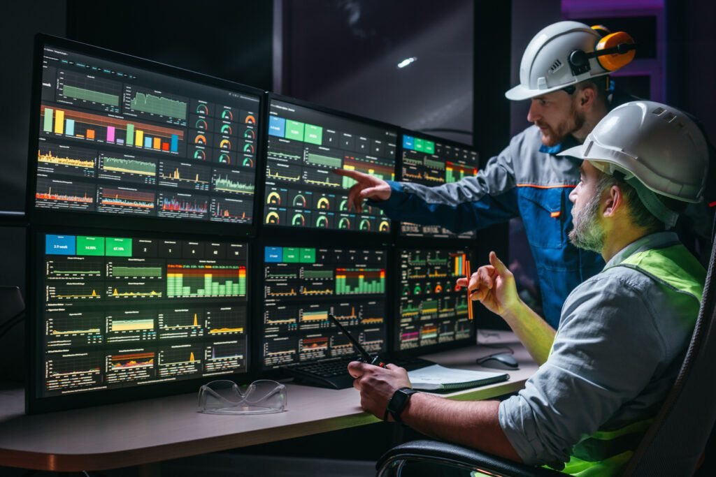 IIoT operator efficiency dashboard monitoring machines in factory